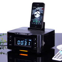 NFC Altavoz BT Double Alarm Clock Speaker Multiple docking station for play and charging FM Radio Support Android iOS